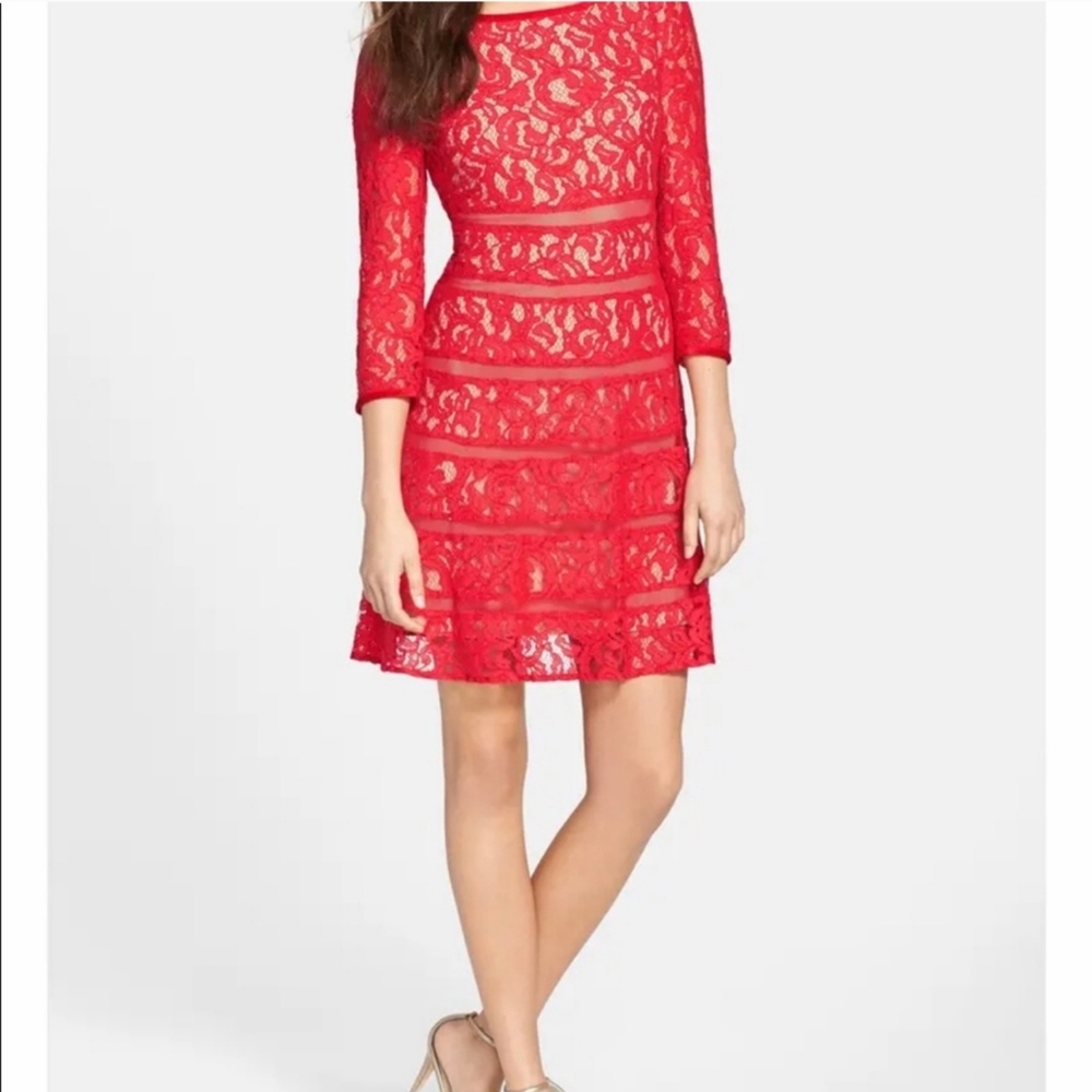 NWOT ERIN by Erin Fetherston Women Red Lace Dress